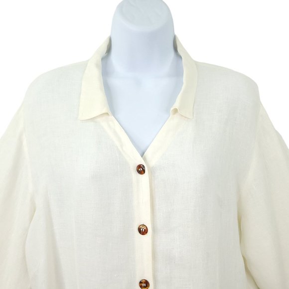 Kiko Comfortable Clothing Linen Button Front Shirt Womens Size M/L Side Vent - Picture 4 of 12